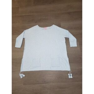 Lilly‎ Pulitzer Pullover Sweater Crew Neck Blue Pockets Tassels Coolmax